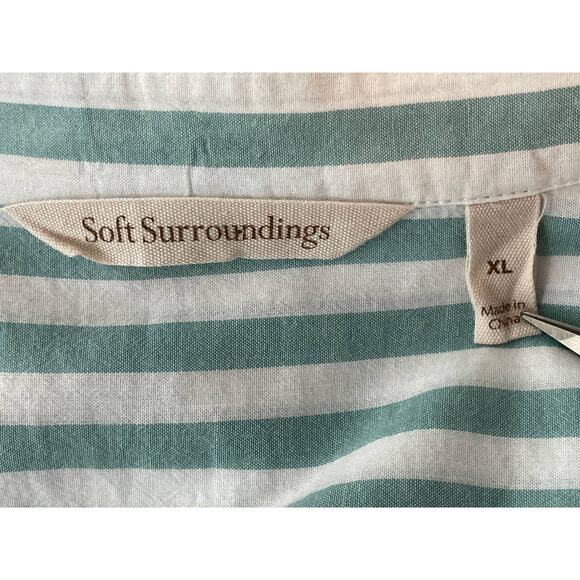 Soft Surroundings Mint Green Striped Lightweight Long Sleeve Blouse XL - Picture 5 of 6